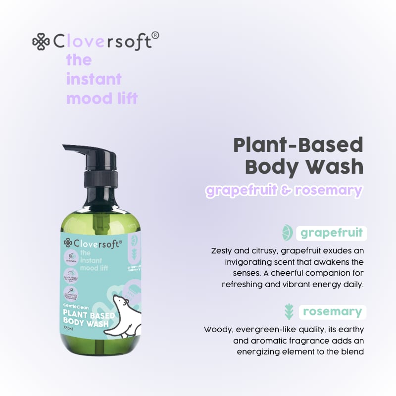 [1 Bottle] Cloversoft Plant-Based Body Wash 750ml…, view 3