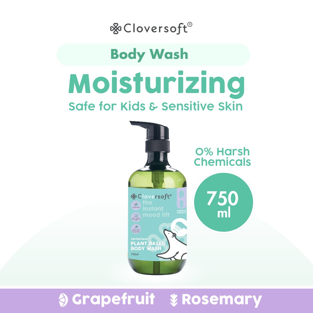 [1 Bottle] Cloversoft Plant-Based Body Wash 750ml (Grapefruit & Rosemary)