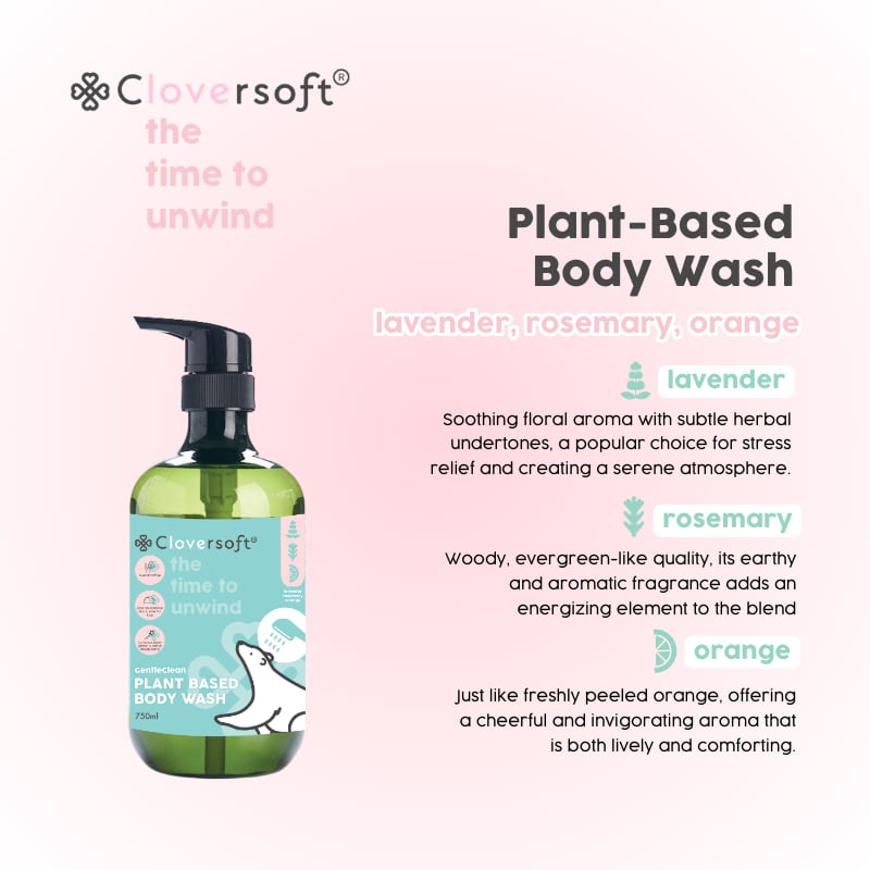 [1 Bottle] Cloversoft Plant-Based Body Wash 750ml…, view 2