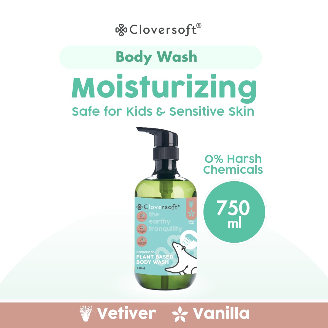 [1 Bottle] Cloversoft Plant-Based Body Wash 750ml (Vetiver & Vanilla)