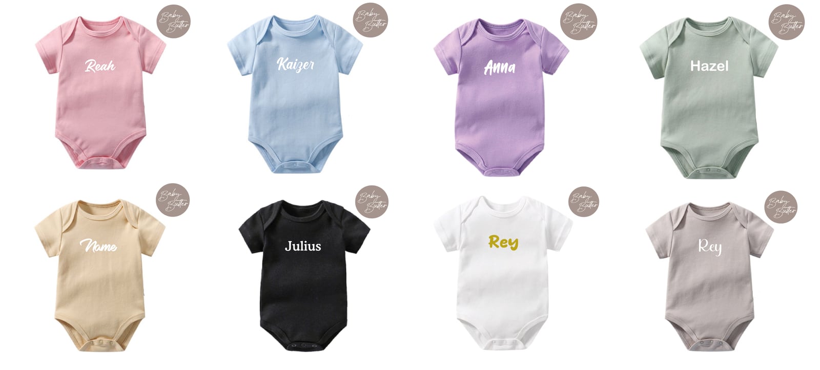 100% Soft Cotton Baby Rompers with Custom Name/Text Print