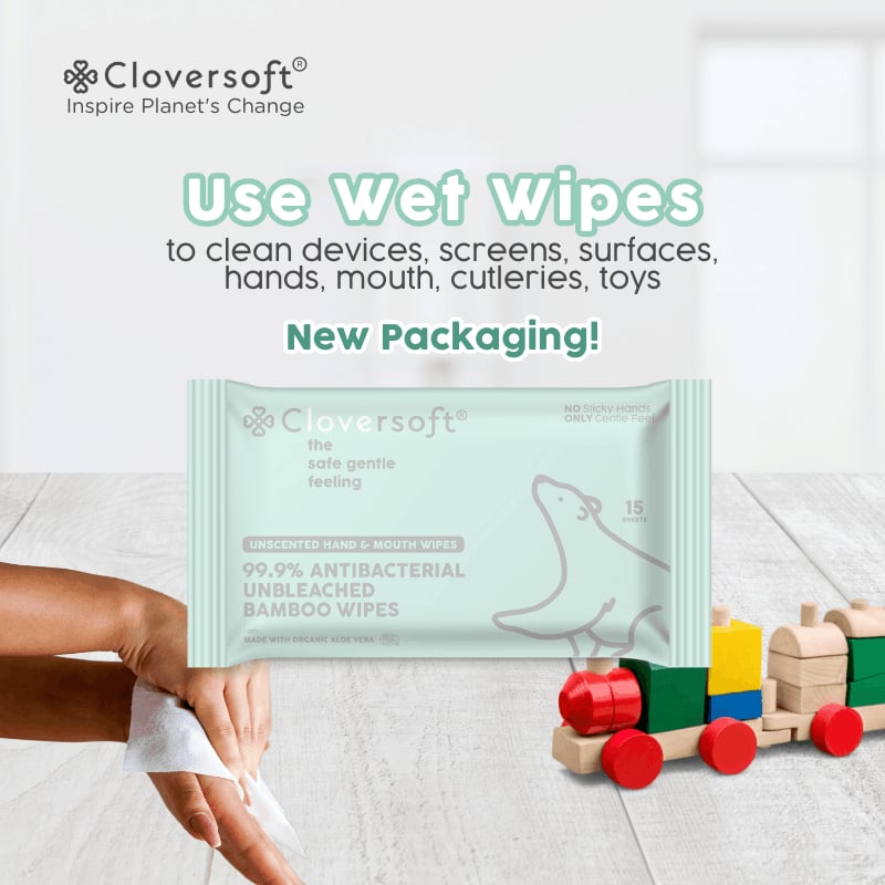 [15 Packs x 15 sheets] Cloversoft Organic Antibacterial…, view 2