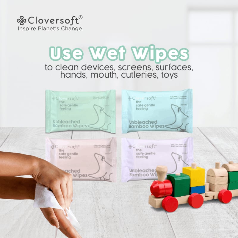 [2 Box/40 packs] Cloversoft Organic Antibacterial Wipes 8…, view 2