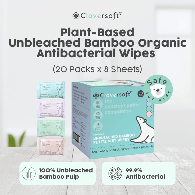 [2 Box/40 packs] Cloversoft Organic Antibacterial Wipes 8…, view 3