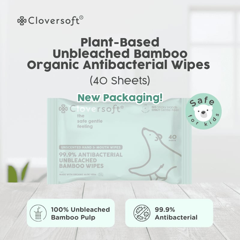 [6 Packs x 40 sheets] Cloversoft Organic Antibacterial Wipes, view 3