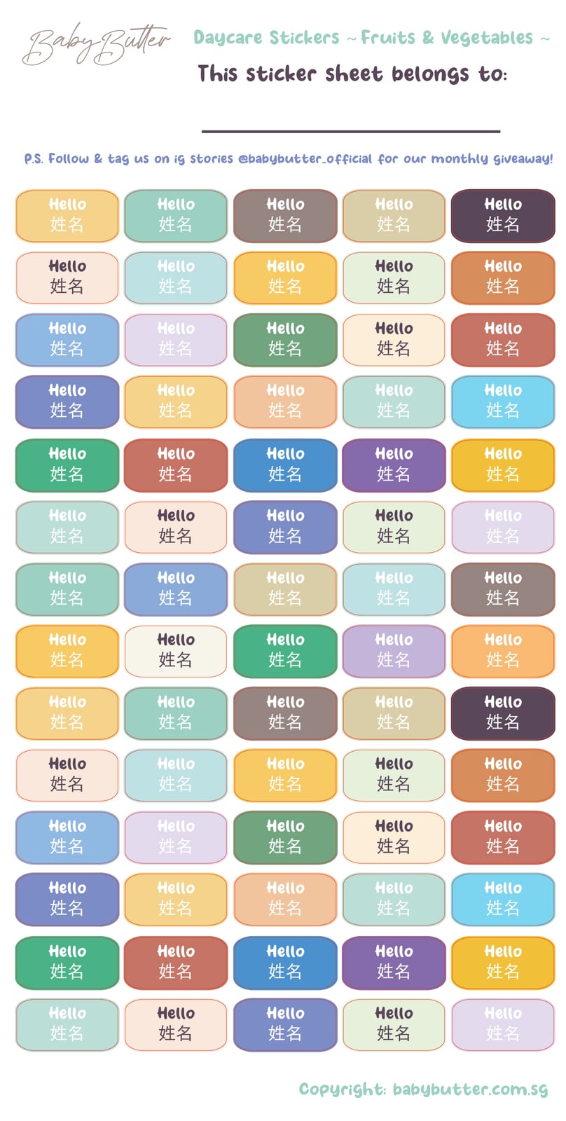 70 pcs Waterproof Name Labels/Personalised Sticker