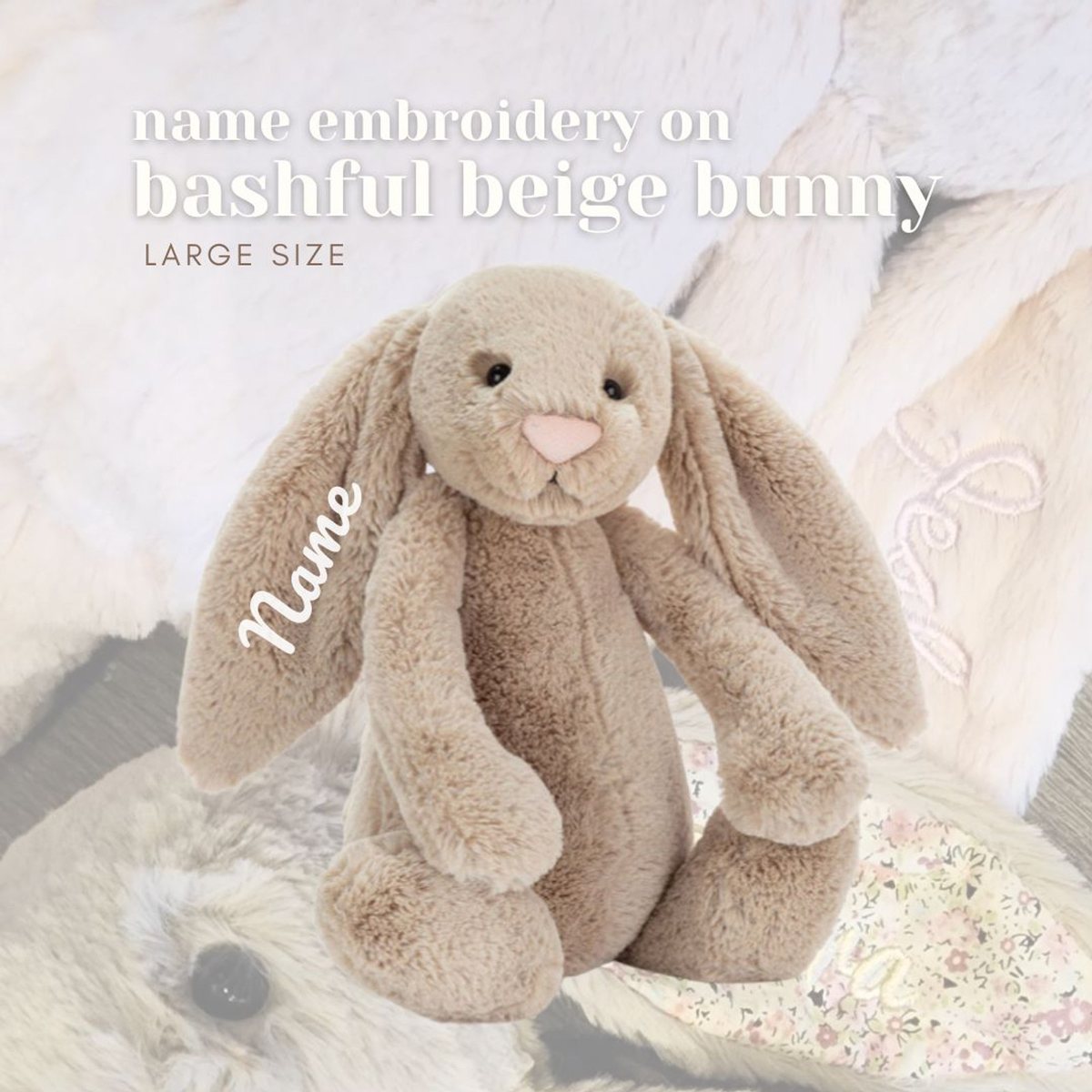 Bashful Beige Bunny (Large, 36cm) - Personalised Jellycat Bunny