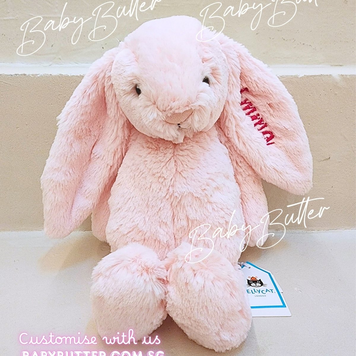 Bashful Pink Bunny (Medium, 31cm) - Personalised Jellycat Bunny Soft Toy