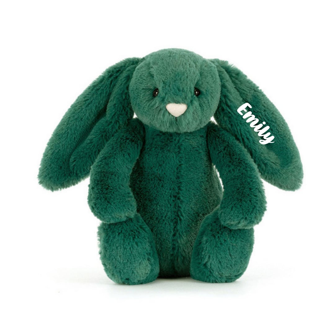 Bashful Teal Bunny (Small, 18cm) - Personalised Jellycat Bunny Soft