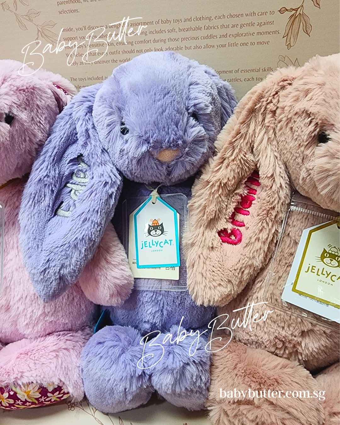 Bashful Viola Bunny (Medium, 31cm) - Personalised Jellycat Bunny Soft