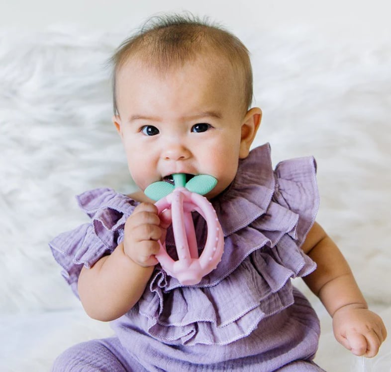 Bitzy Biter™ Teething Ball & Training Toothbrush - Pink Lemonade
