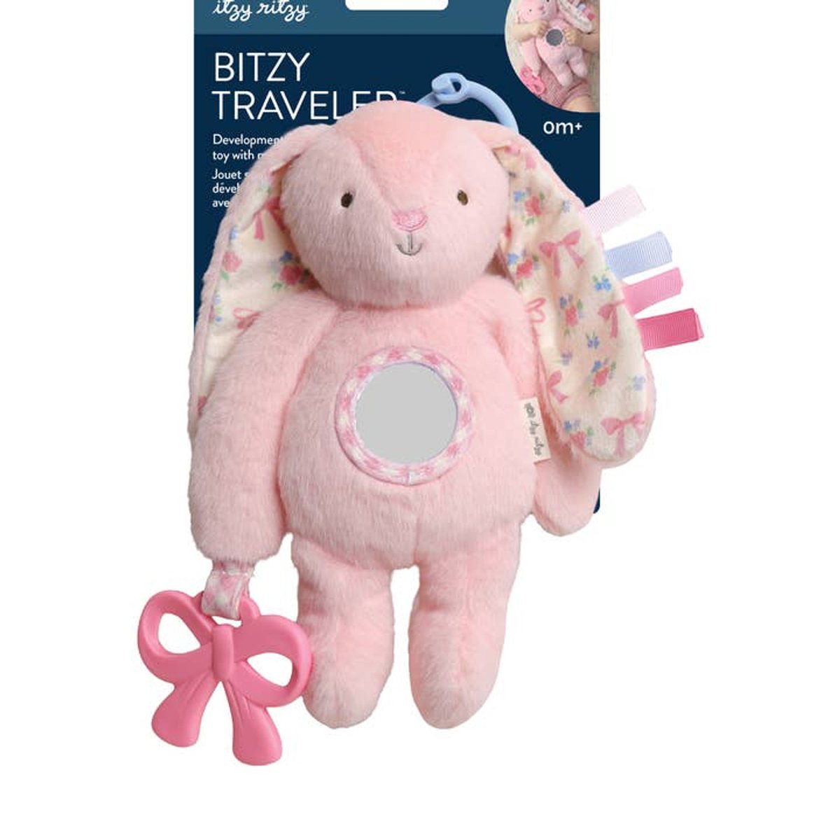 Bitzy Traveler™ Developmental Sensory Toy - Pink Bunny Rabbit