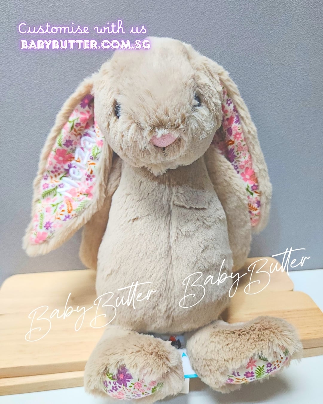 Blossom Beige Bunny 'Petal' (Small, 18cm) -Personalised Jellycat Bunny