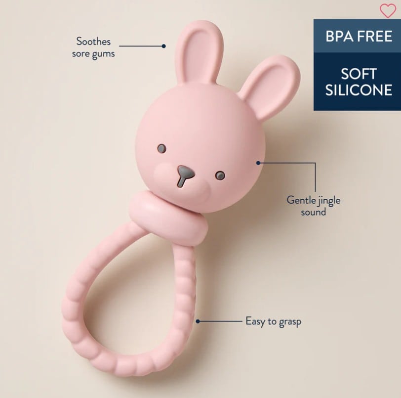 Bunny - Sweetie Rattle™ Silicone Teether, view 2
