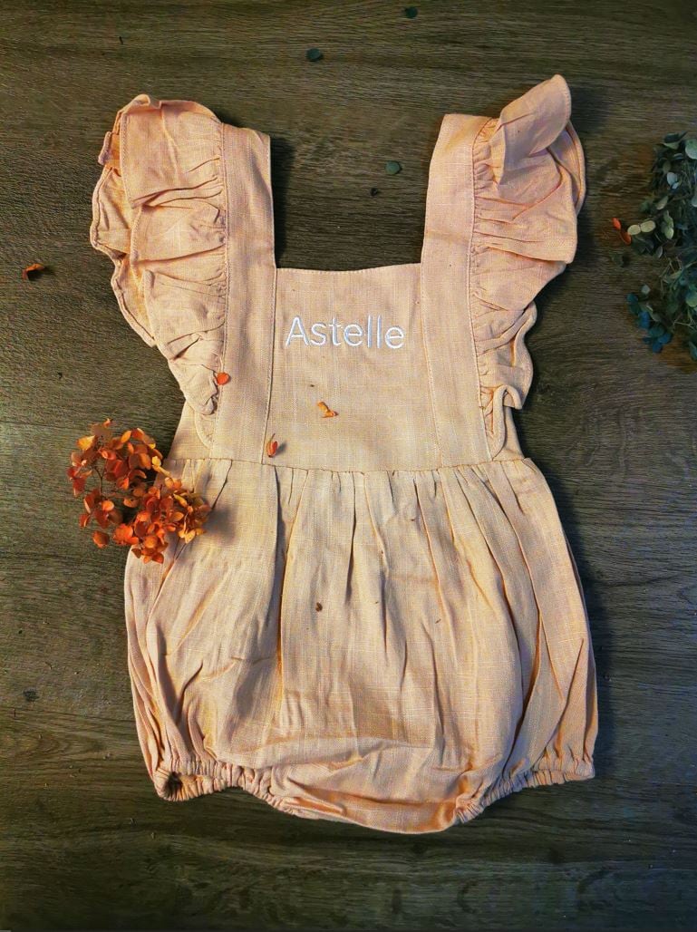 Flutter Sleeves with Name Embroidery - Ivory