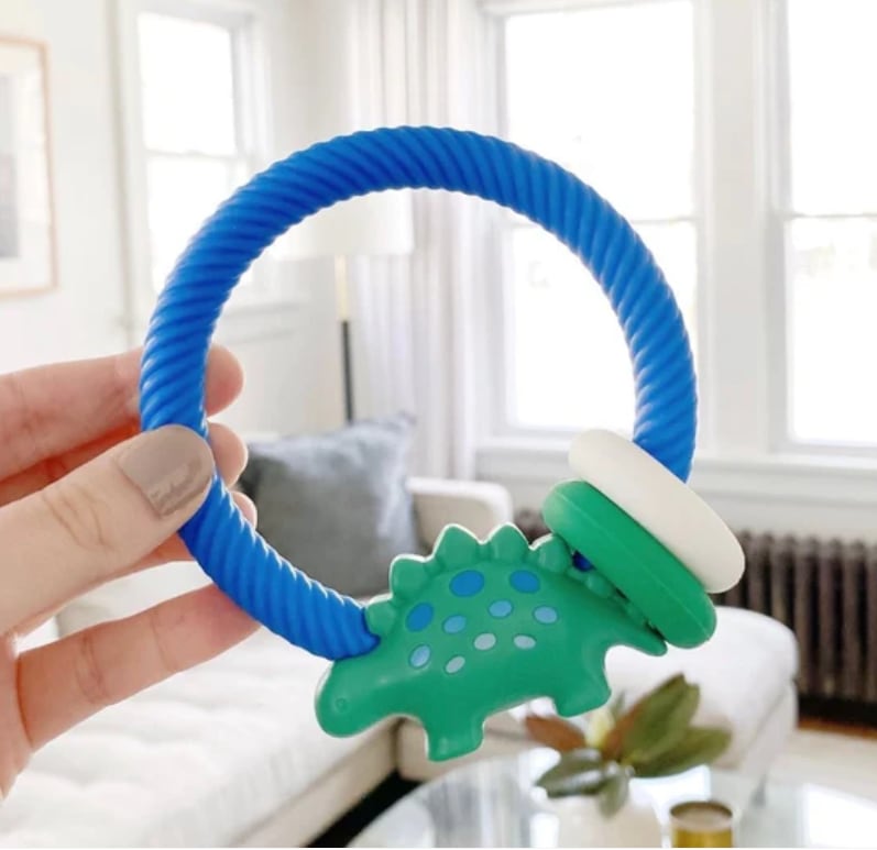 Green Dino - Ritzy Rattle® With Teething Rings, view 2