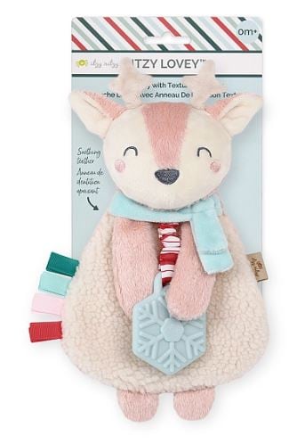 Holiday Itzy Lovey™ Plush And Teether Toy - Holly the Pink Reindeer