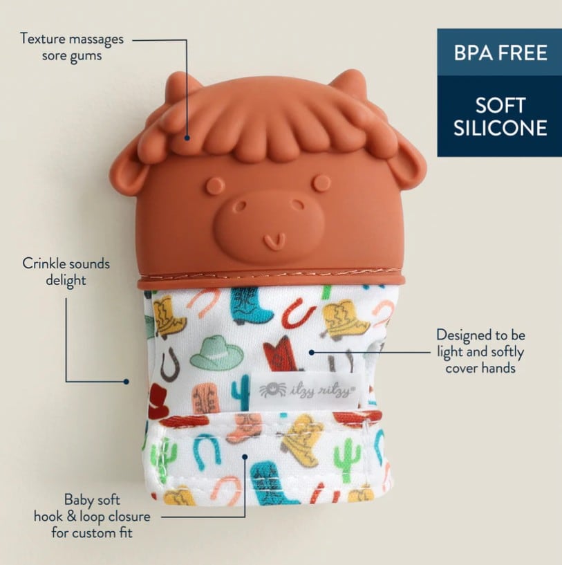 Itzy Mitt Pop™ Sensory Teething Mitten Highland Cow, view 2