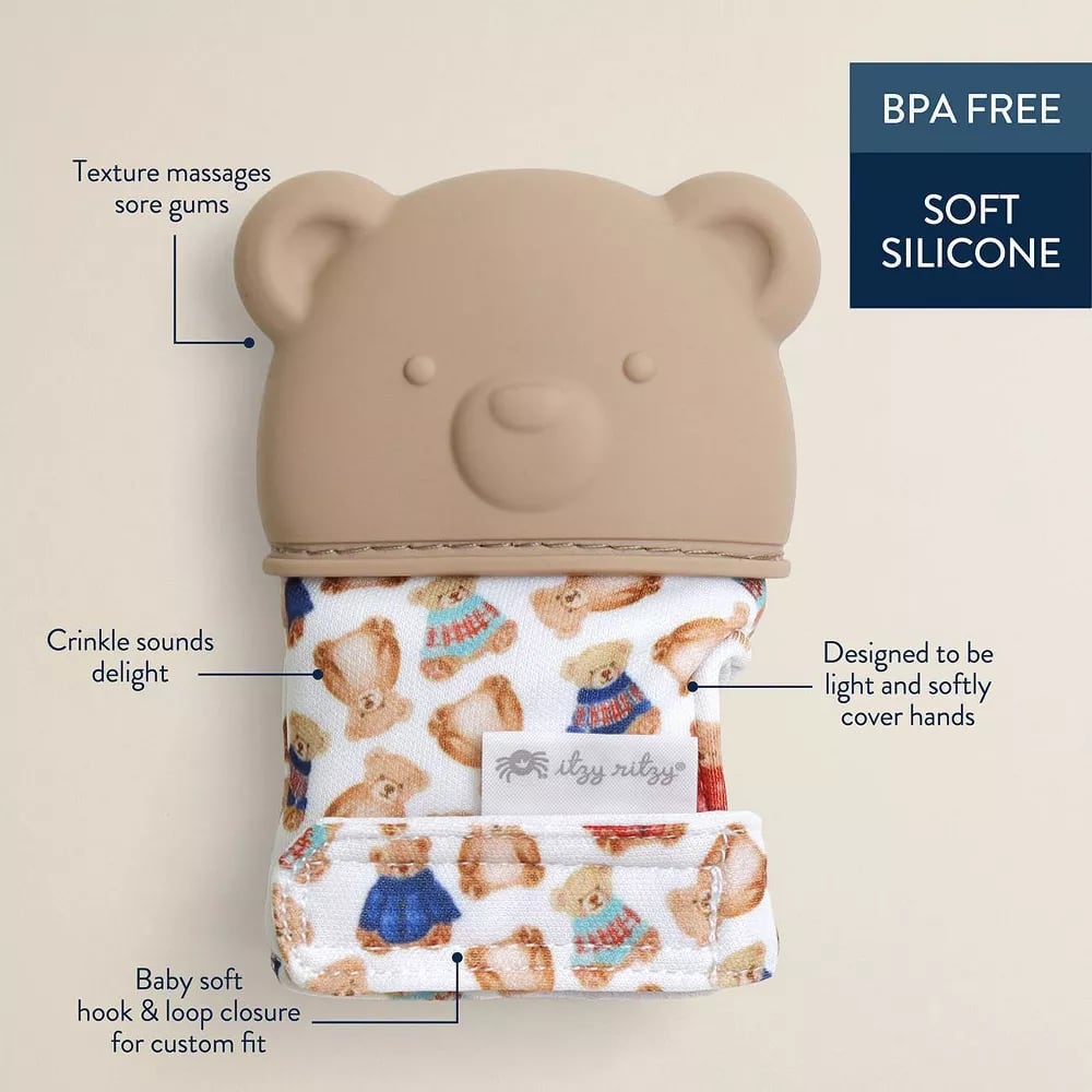 Itzy Mitt® Teething Mittens - Brown Bear, view 2