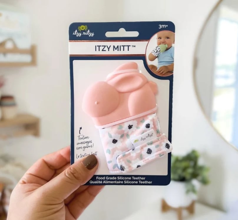 Itzy Mitt® Teething Mittens - Pink Rabbit, view 3