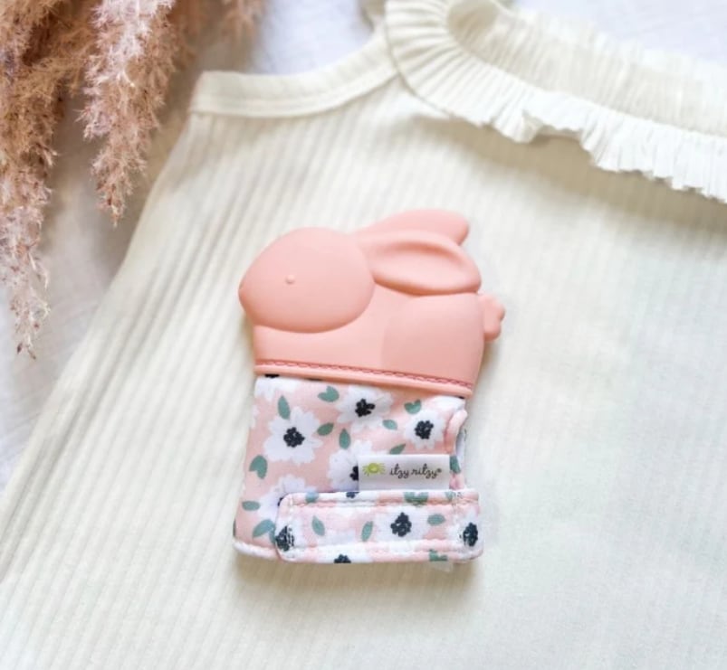 Itzy Mitt® Teething Mittens - Pink Rabbit