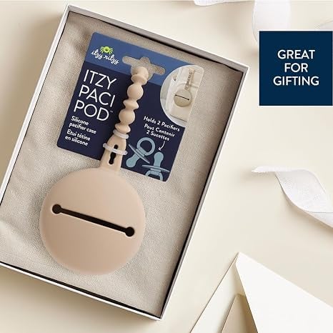 Itzy Ritzy Silicone Pacifier Holder with Strap - Toast
