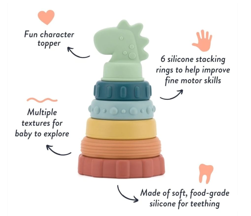 Itzy Stacker™ Silicone Stacking Toy - Dino