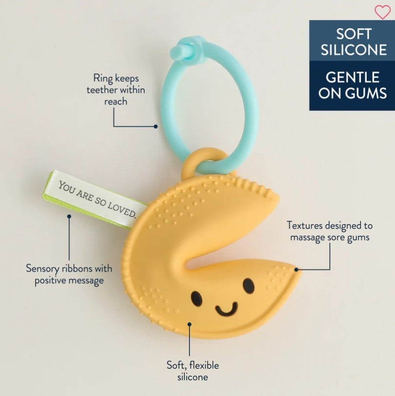 Itzy Treat™ Fortune Cookie Siicone Teether (you are so loved💛)