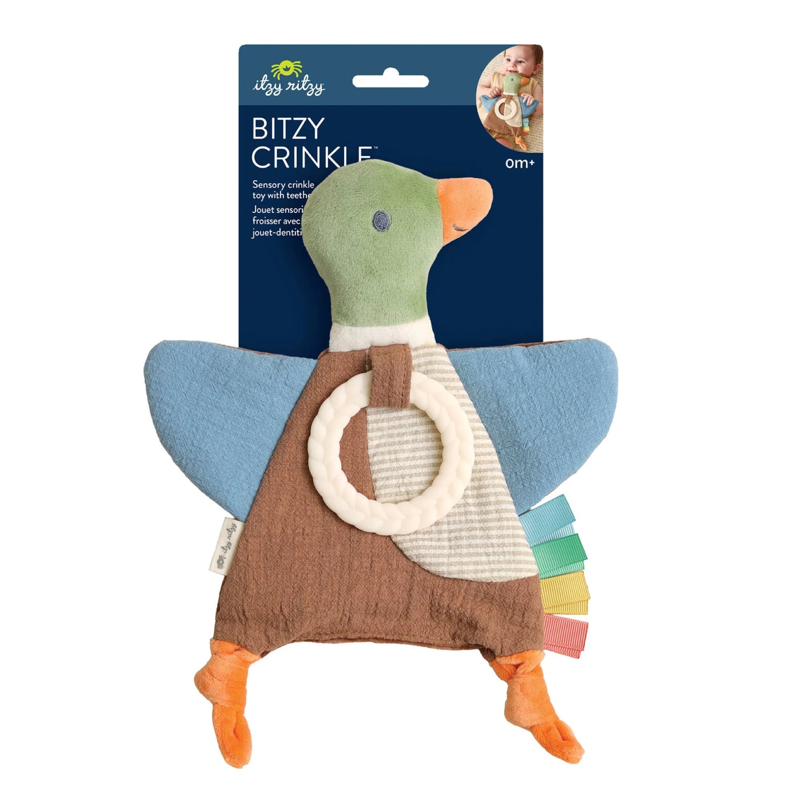 Mallard Duck - Bitzy Crinkle™ Sensory Toy With Teether, view 3