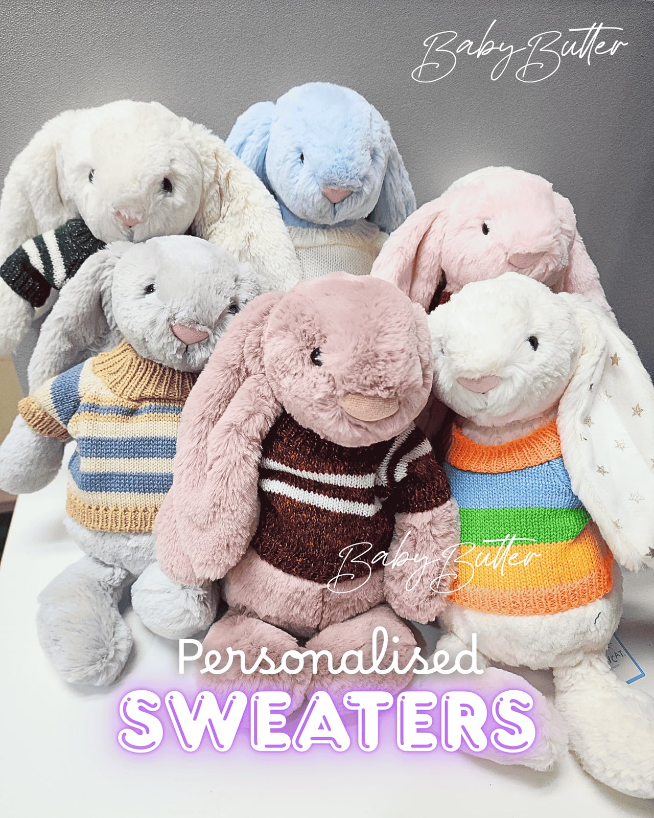 Sweaters for Jellycat Bunny (plain or add name), view 3
