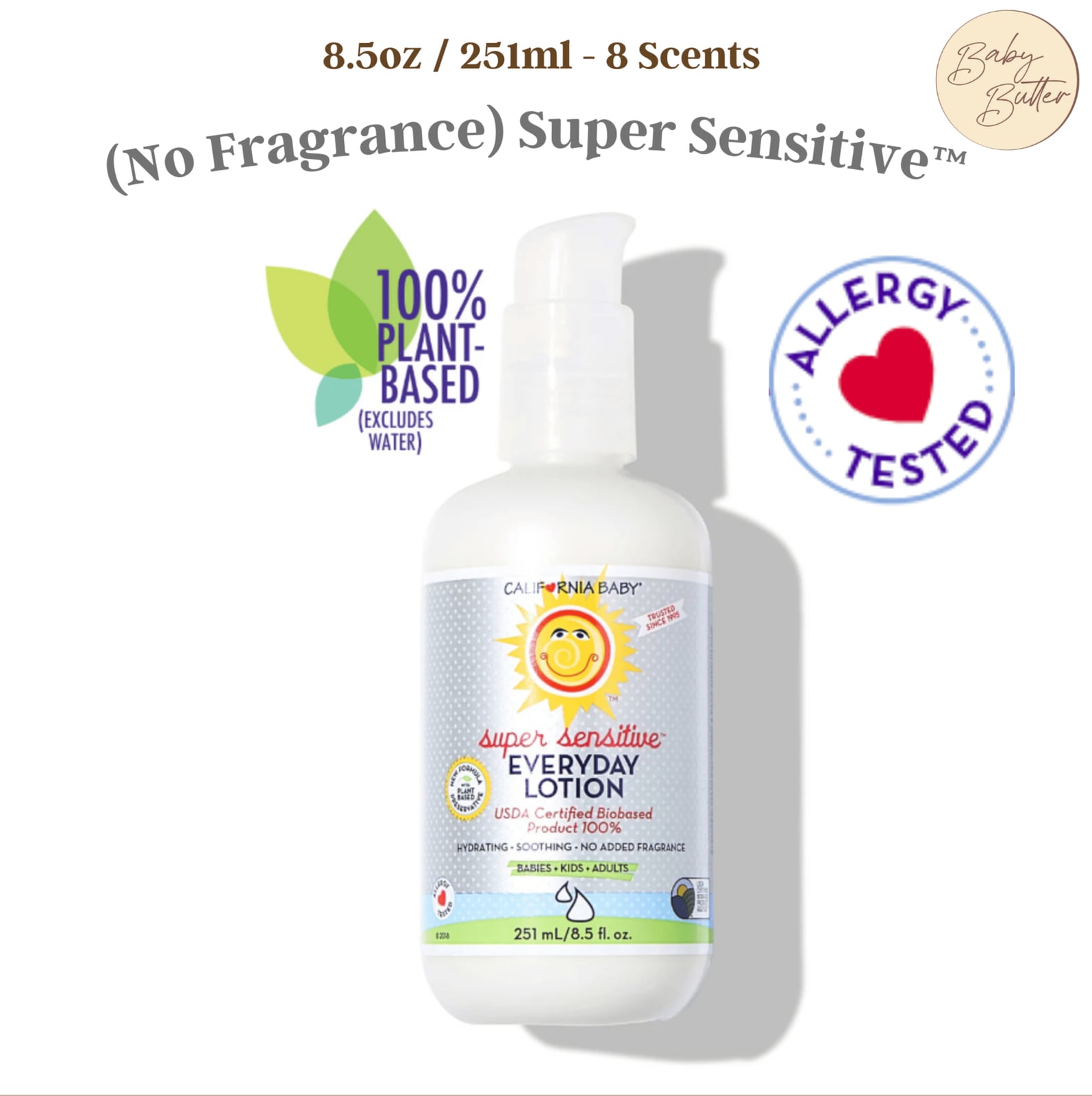 (No Fragrance) Super Sensitive™ Everyday Lotion🧴8.5oz - California Baby