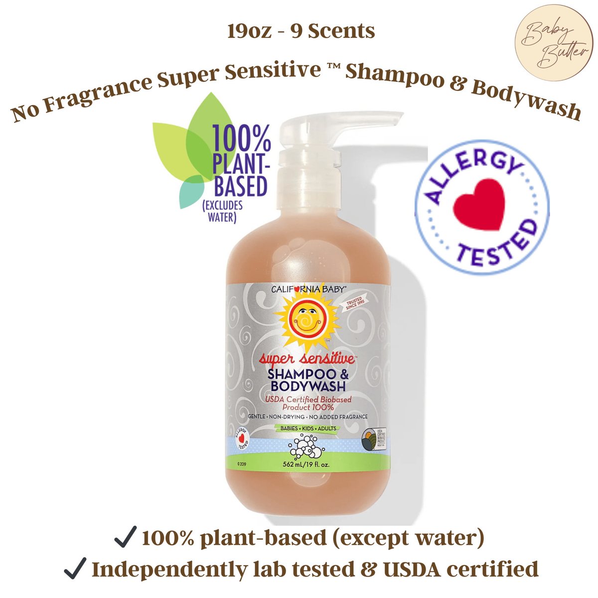 No Fragrance Super Sensitive Shampoo & Bodywash 19oz🧴🧼- California Baby