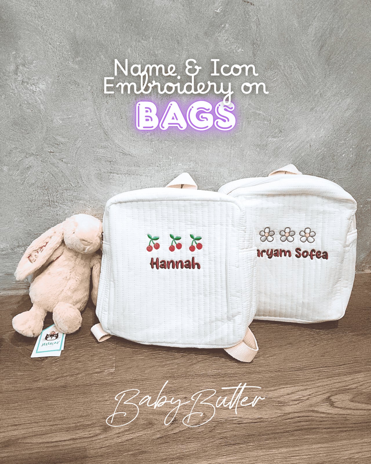 Personalised Childcare Bag with Name Embroidery+Icon