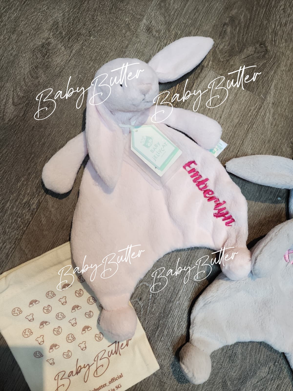 Personalised Jellycat Bashful Bunny Comforter - blankies with name embroid