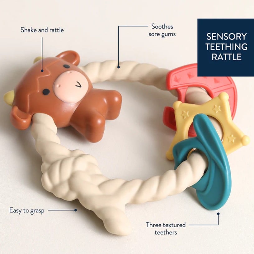 Moo Moo Ritzy Rattle® with Teething Rings, view 2