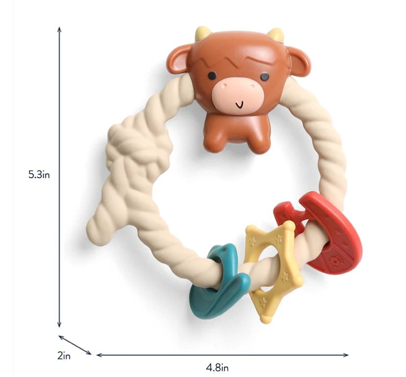 Moo Moo Ritzy Rattle® with Teething Rings, view 3