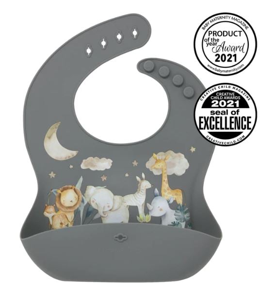 Safari Nights Animal Silicone Printed Food Bib