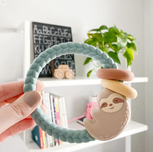 Sloth - Ritzy Rattle® With Teething Rings, view 2