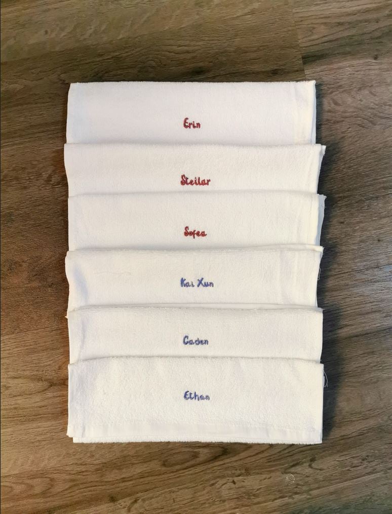 Small 100% Cotton Towels with Name Embroidery (14"x 26")