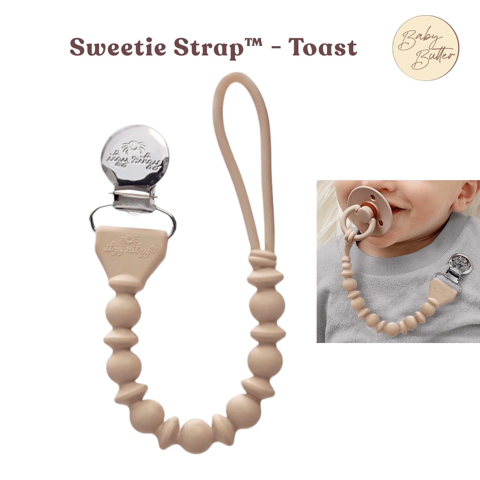 Sweetie Strap™ Pacifier Clip - Toast