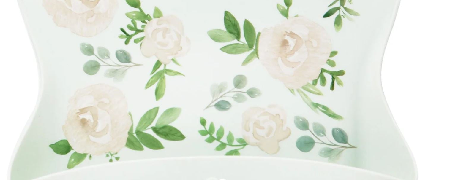 Vintage Florals Silicone Printed Food Bib, view 2