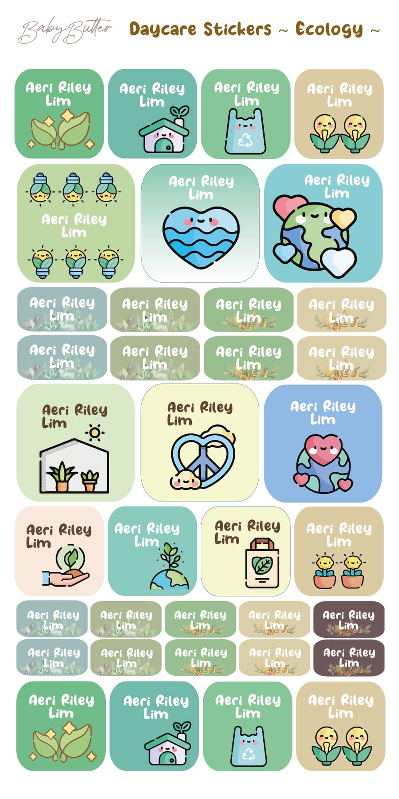 Waterproof Name Labels/Personalised Stickers - Ecology is Fun🌿